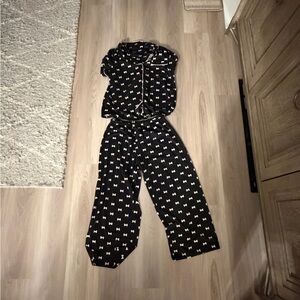 Kate Spade Black with Pink Bows Pajama Set
